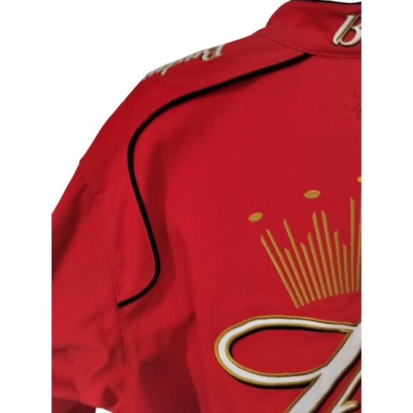 M655)Chase Authentic Dale Earnhardt Jr #8 Budweiser Red Twill Jacket Size Large - Picture 4 of 15
